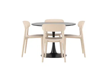 Glade Spisegruppe 100 cm Rund med 4 Åstol Stoler - Beige - Møbler - Bord - Spisegruppe