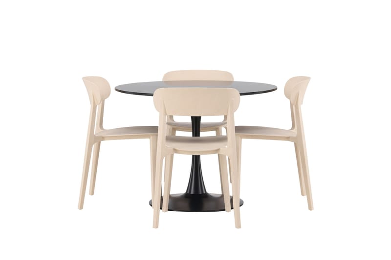 Glade Spisegruppe 100 cm Rund med 4 Åstol Stoler - Beige - Møbler - Bord - Spisegruppe
