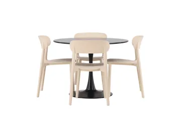Glade Spisegruppe 100 cm Rund med 4 Åstol Stoler - Beige - Møbler - Bord - Spisegruppe