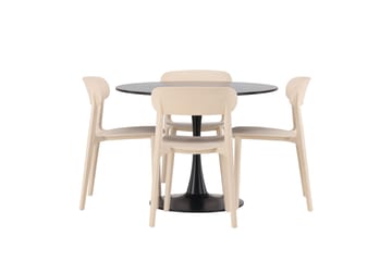 Glade Spisegruppe 100 cm Rund med 4 Åstol Stoler - Beige - Møbler - Bord - Spisegruppe