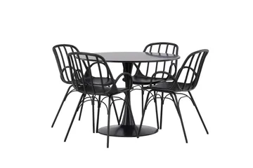 Glade Spisegruppe 100 cm Rund med 4 Dyrön Stoler - Sort - Møbler - Bord - Spisegruppe