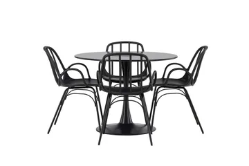 Glade Spisegruppe 100 cm Rund med 4 Dyrön Stoler - Sort - Møbler - Bord - Spisegruppe