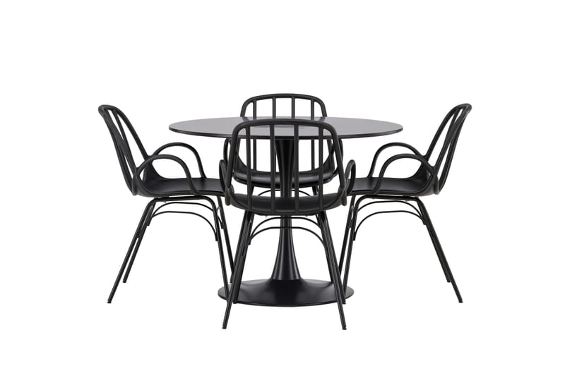 Glade Spisegruppe 100 cm Rund med 4 Dyrön Stoler - Sort - Møbler - Bord - Spisegruppe