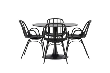 Glade Spisegruppe 100 cm Rund med 4 Dyrön Stoler - Sort - Møbler - Bord - Spisegruppe