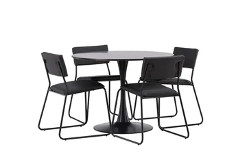 Glade Spisegruppe 100 cm Rund med 4 Kenth Stoler - Sort - Møbler - Bord - Spisegruppe