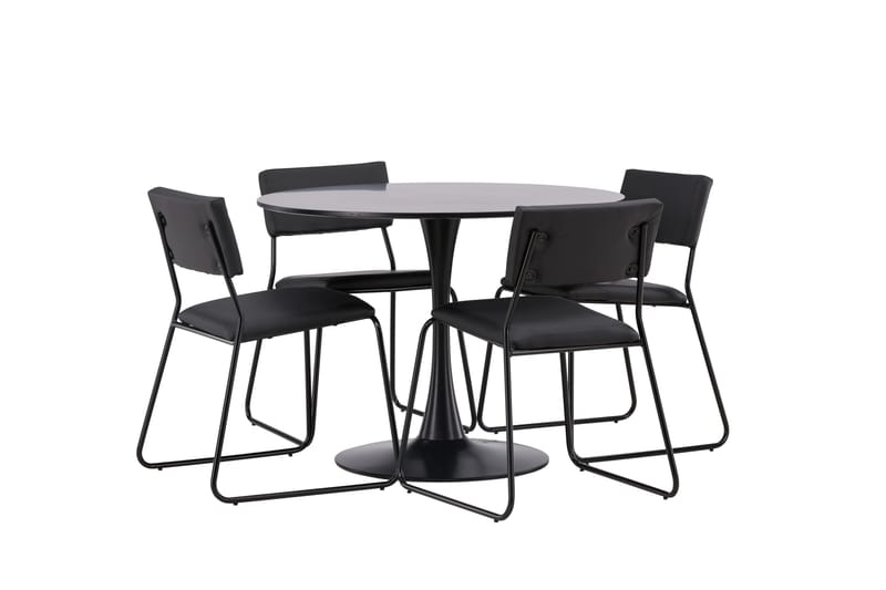 Glade Spisegruppe 100 cm Rund med 4 Kenth Stoler - Sort - Møbler - Bord - Spisegruppe