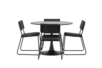 Glade Spisegruppe 100 cm Rund med 4 Kenth Stoler - Sort - Møbler - Bord - Spisegruppe
