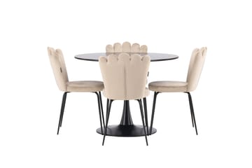 Glade Spisegruppe 100 cm Rund med 4 Limhamn Stoler - Beige - Møbler - Bord - Spisegruppe