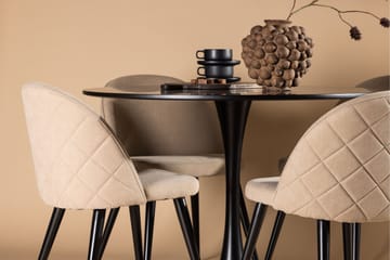Glade Spisegruppe 100 cm Rund med 4 Velvet Stoler - Beige - Møbler - Bord - Spisegruppe