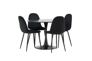 Glade Spisegruppe 100 cm Rund med 4 Polar Stoler - Sort - Møbler - Bord - Spisegruppe
