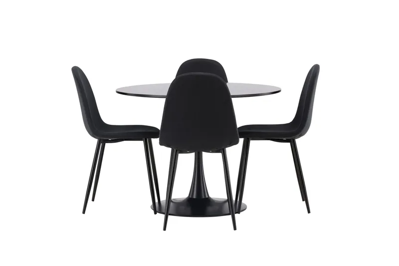 Glade Spisegruppe 100 cm Rund med 4 Polar Stoler, Sort