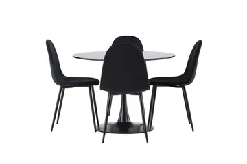 Glade Spisegruppe 100 cm Rund med 4 Polar Stoler - Sort - Møbler - Bord - Spisegruppe