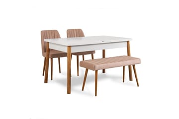 Glasnevin Spisegruppe Rektangulær - Hvit/Brun - Møbler - Bord - Spisegruppe