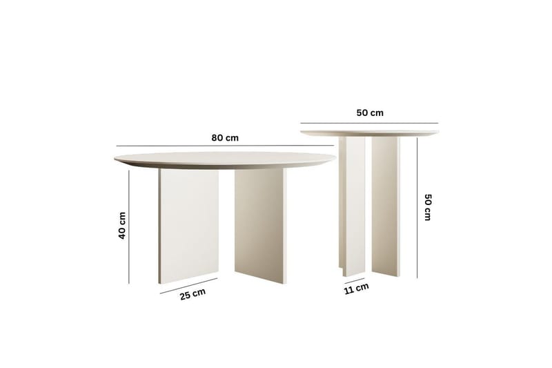 Glenure Sofabord 80 cm - Cremehvit - Møbler - Bord - Sofabord & salongbord