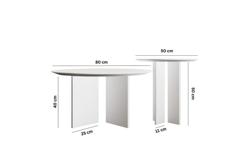 Glenure Sofabord 80 cm - Hvit - Møbler - Bord - Sofabord & salongbord