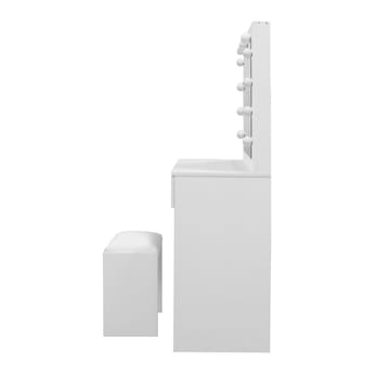 Glow Lite Sminkebord 80 cm med speil skuffer og krakk - LED Belysning - Hvit - Møbler - Bord - Sminkebord & toalettbord