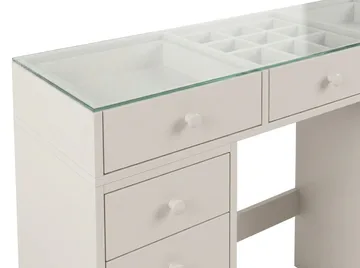 Glow Sminkebord 120 cm med glassplate, oppbevaring med skuffer - Beige - Møbler - Bord - Sminkebord & toalettbord