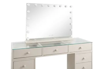 Glow Sminkebord 120 cm med Glow sminkespeil 80 cm - Beige - Møbler - Bord - Sminkebord & toalettbord