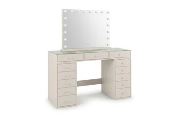Glow Sminkebord 120 cm med Glow sminkespeil 80 cm - Beige - Møbler - Bord - Sminkebord & toalettbord