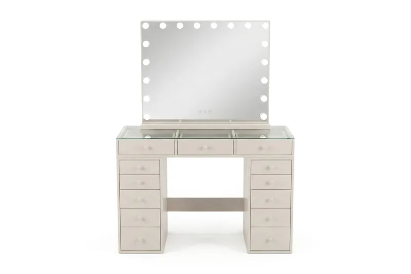 Glow Sminkebord 120 cm med Glow sminkespeil 80 cm, Beige