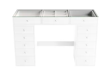 Glow Stort sminkebord med glassplate – oppbevaring med skuffer og rom 120 cm - Hvit - Møbler - Bord - Sminkebord & toalettbord