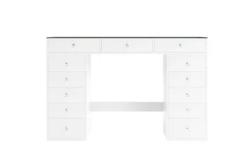 Glow Stort sminkebord med glassplate Oppbevaring med skuffer og rom 120 cm - Hvit - Møbler - Bord - Sminkebord & toalettbord