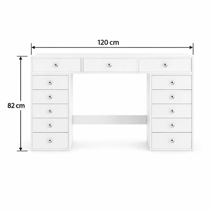 Glow stort sminkebord uten speil – oppbevaring med skuffer 120 cm - Hvit - Møbler - Bord - Sminkebord & toalettbord
