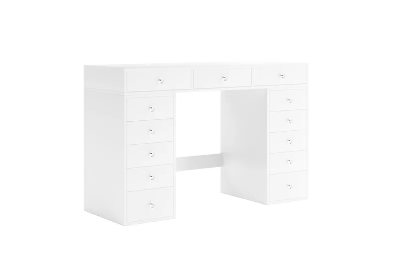 Glow stort sminkebord uten speil – oppbevaring med skuffer 120 cm - Hvit - Møbler - Bord - Sminkebord & toalettbord