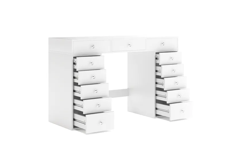 Glow stort sminkebord uten speil – oppbevaring med skuffer 120 cm - Hvit - Møbler - Bord - Sminkebord & toalettbord