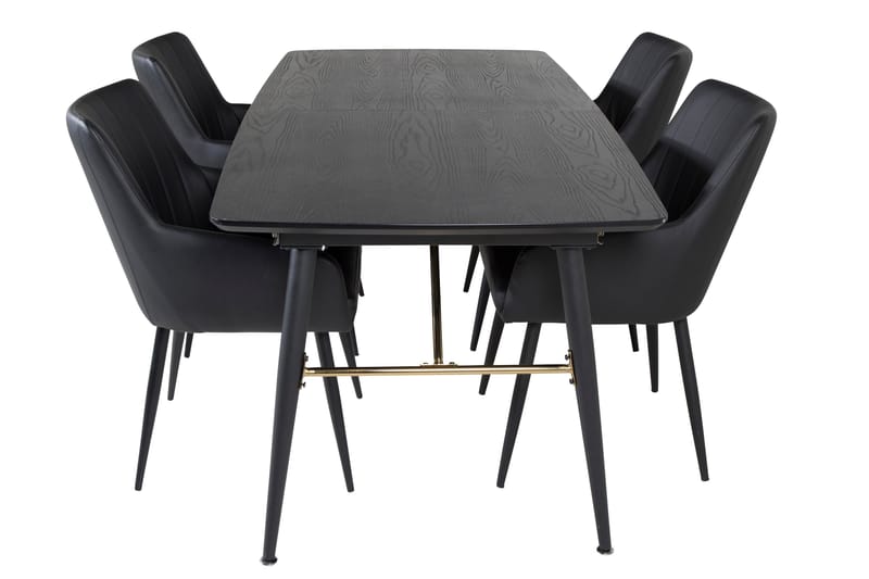 Gold Matgruppe Forlengningsbar 180-220 cm Rektangulær med 4 Comfort stoler, Sort