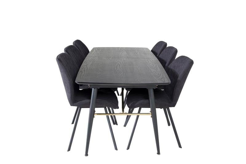 Gold Matgruppe Forlengningsbar 180-220 cm Rektangulær med 6 Gemma stoler, Sort/Guld