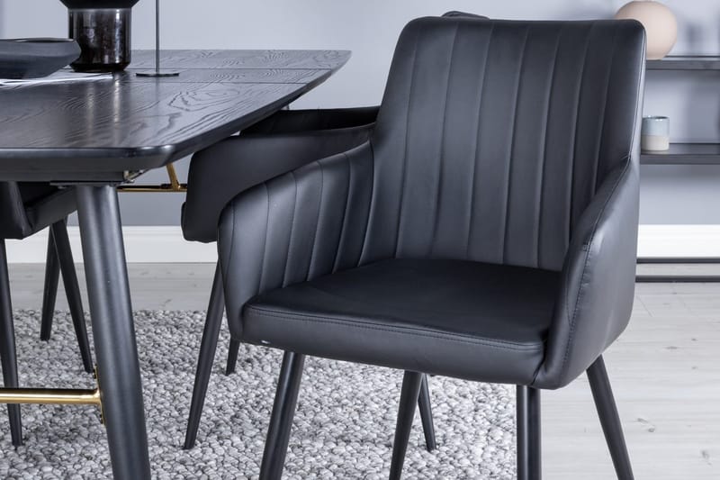 Gold spisebord 180 cm uttrekkbart med 4 Comfort stoler med armlener - Møbler - Bord - Spisegruppe