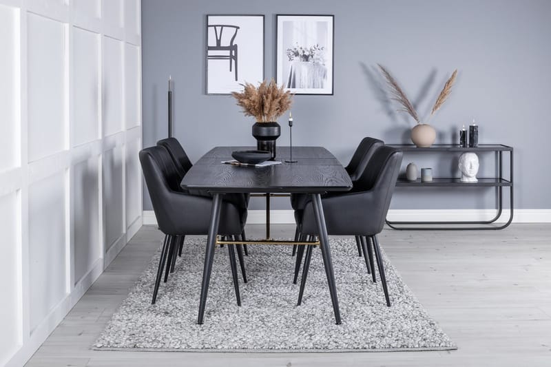 Gold spisebord 180 cm uttrekkbart med 4 Comfort stoler med armlener - Møbler - Bord - Spisegruppe
