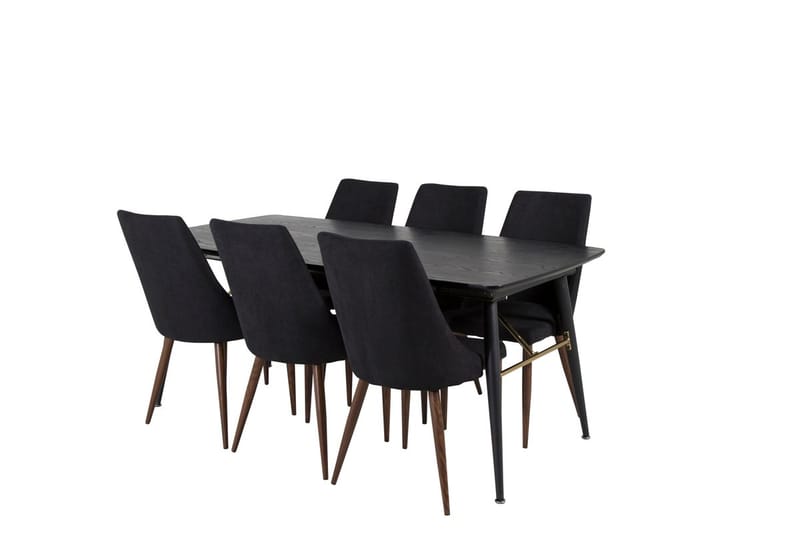 Gold spisebord 180 cm uttrekkbart med 6 Leone spisestoler - Møbler - Bord - Spisegruppe