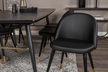 Gold spisebord 180 cm uttrekkbart med 6 Velvet Deluxe spisestoler - Møbler - Bord - Spisegruppe