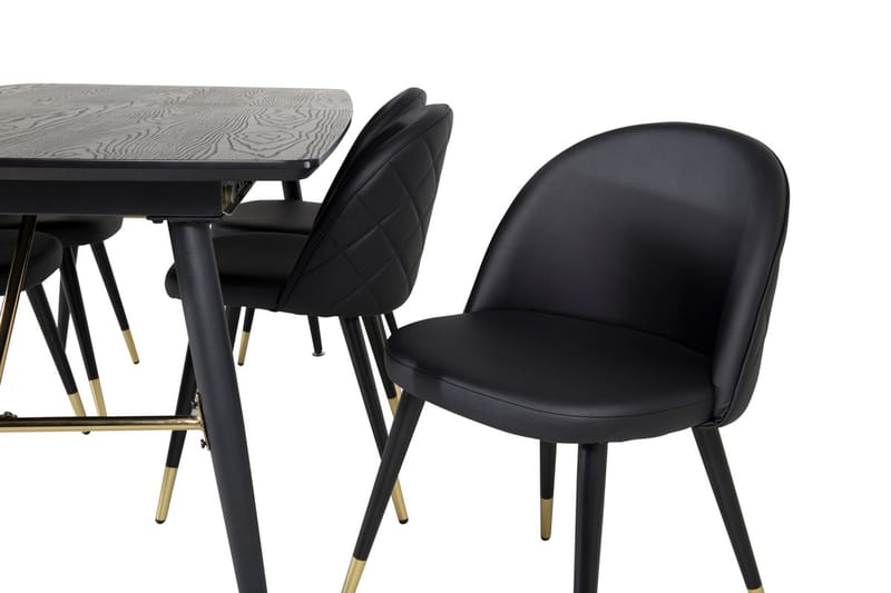 Gold spisebord 180 cm uttrekkbart med 6 Velvet Deluxe spisestoler - Møbler - Bord - Spisegruppe