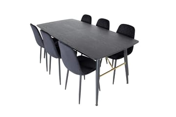 Gold spisebord 180 cm uttrekkbart med 6 Polar spisestoler - Møbler - Bord - Spisegruppe