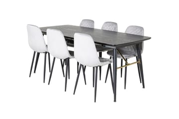 Gold spisebord 180 cm uttrekkbart med 6 Polar spisestoler - Møbler - Bord - Spisegruppe
