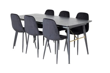 Gold spisebord 180 cm uttrekkbart med 6 Polar spisestoler - Møbler - Bord - Spisegruppe