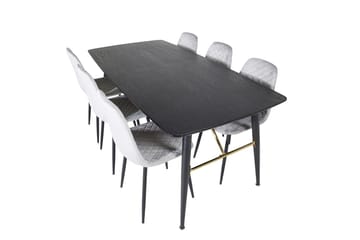 Gold spisebord 180 cm uttrekkbart med 6 Polar spisestoler - Møbler - Bord - Spisegruppe