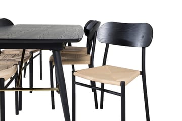 Gold spisebord 180 cm uttrekkbart med 6 Polly spisestoler - Møbler - Bord - Spisegruppe