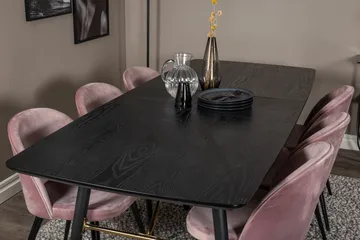 Gold Spisegruppe Forlengningsbar 180-220 cm Rektangulær med 6 Velvet Stoler - Sort - Møbler - Bord - Spisegruppe