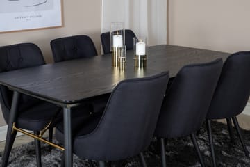 Gold Spisegruppe Forlengningsbar 180-220 cm Rektangulær med 6 Velvet Stoler - Sort/Guld - Møbler - Bord - Spisegruppe