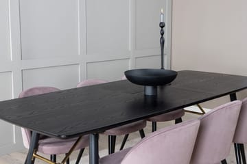 Gold uttrekkbart spisebord 180 cm med 6 Velvet spisestoler i kordfløyel - Møbler - Bord - Spisegruppe