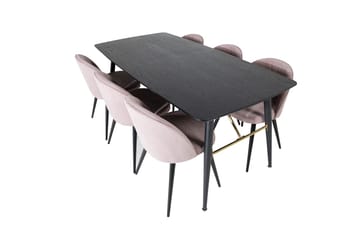 Gold uttrekkbart spisebord 180 cm med 6 Velvet spisestoler i kordfløyel - Møbler - Bord - Spisegruppe