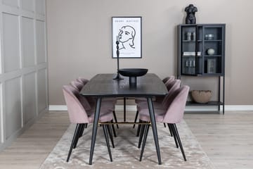 Gold uttrekkbart spisebord 180 cm med 6 Velvet spisestoler i kordfløyel - Møbler - Bord - Spisegruppe