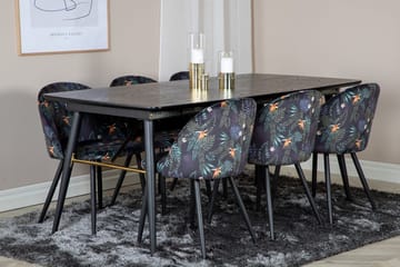 Gold uttrekkbart spisebord 180 cm med 6 Velvet spisestoler - Møbler - Bord - Spisegruppe