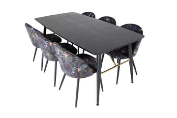 Gold uttrekkbart spisebord 180 cm med 6 Velvet spisestoler - Møbler - Bord - Spisegruppe
