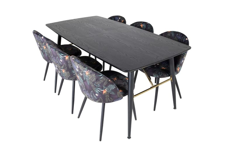 Gold uttrekkbart spisebord 180 cm med 6 Velvet spisestoler - Møbler - Bord - Spisegruppe