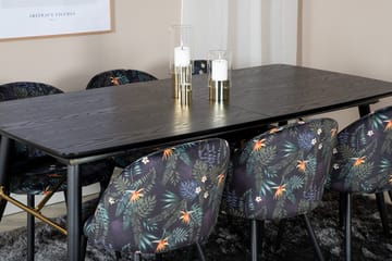 Gold uttrekkbart spisebord 180 cm med 6 Velvet spisestoler - Møbler - Bord - Spisegruppe